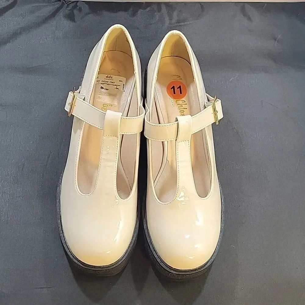 BRAND NEW CHASE+C WOMEN’S ROUND TOE T-STRAP BLOCK HEEL SHOE G1